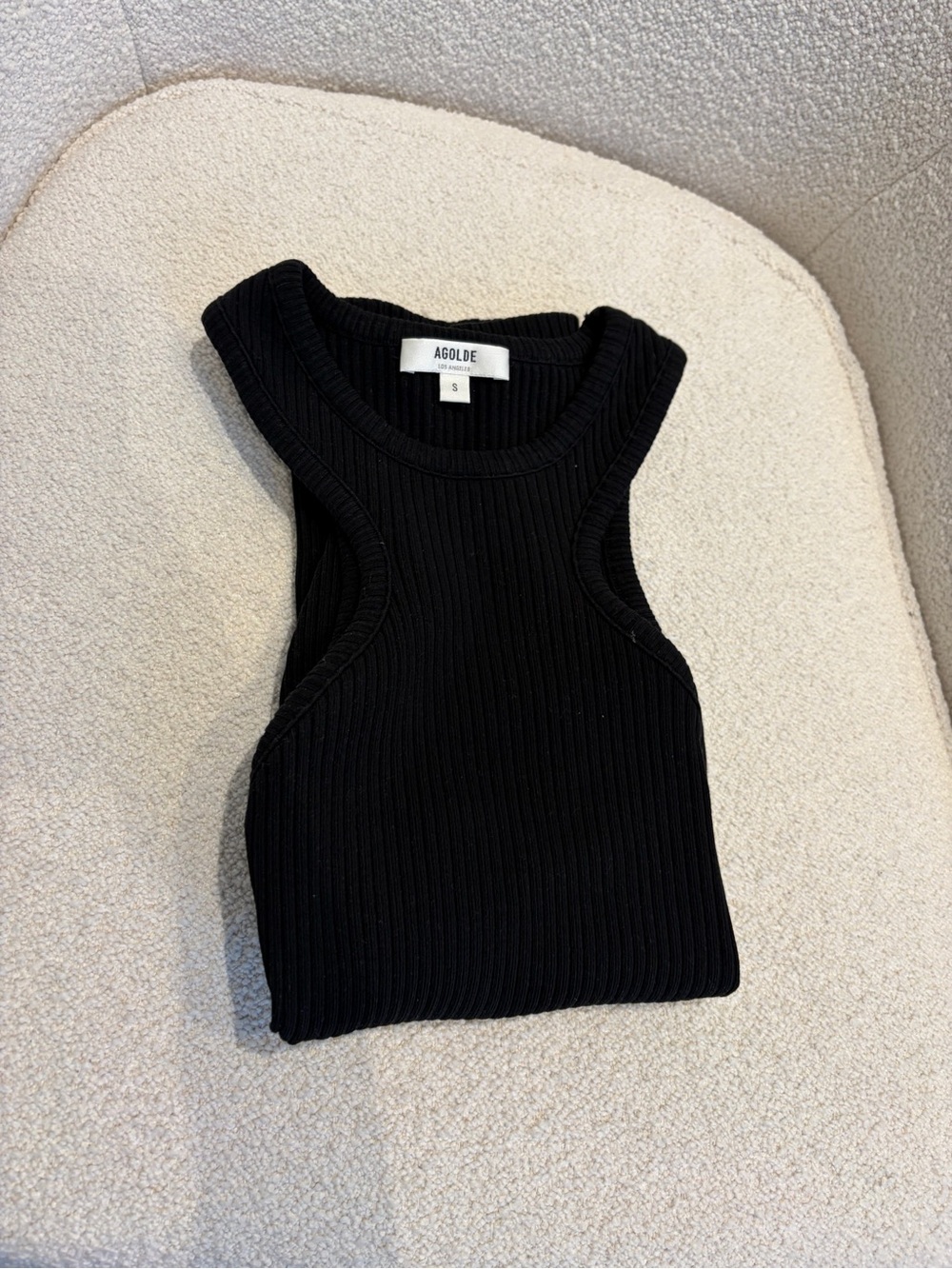 Agolde Black Ribbed Cutout Tank
